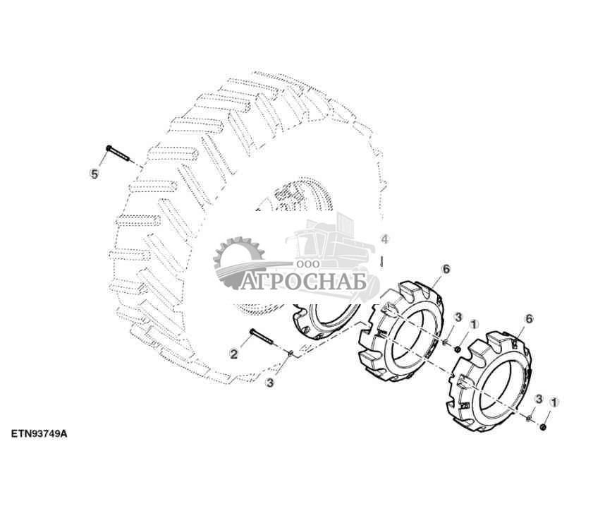 Грузы, стальное ведущее колесо, 72 и 2 X 205 кг, внутренние, показана левая сторона 